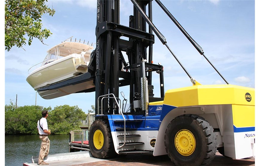 Neptune Series Marina Forklift For Boats And Dry Rack Storage Hoist Liftrucks Hoist Material Handling